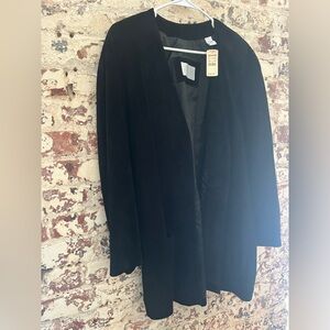 Lord & Taylor Elegant Black Women's Suede open Front Jacket Sz 8 NWT
